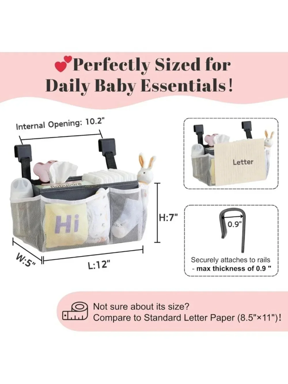 2-Pack Crib & Changing Table Diaper Organizer | Large Capacity Baby Caddy